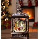 VISFLAIR Musical Snow Globe Lantern Lighted Church Carolers Christmas Village Snow Water Lantern Swirling Glittering Home Decoration and Gift, Battery Operated or USB Powered
