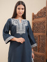 Vishudh Embroidered Cotton Blend Straight Kurta for