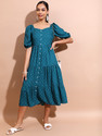 VISHUDH NEW Women Blouson Blue MidiCalf Length