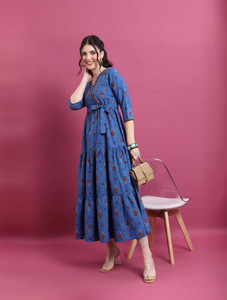 Vishudh Women Maxi Blue Red Grey Full