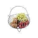 VISHVA Fruit Bowl Round Multipurpose Stainless Steel Vegetable and Fruit Bowl Basket for Kitchen/Dining Table Bowl/Centre Table Basket for Home- Nickel Chrome Finish