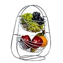 VISHVA 2 Layer Fruit Julla Stainless Steel Double Step Swing Vegetable and Fruit Storage Basket (Silver)