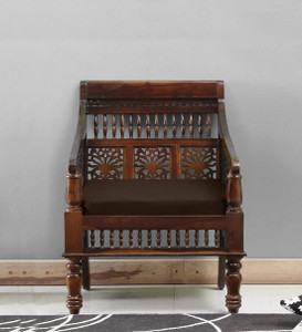 vishwakarma antique jodhpuri handcrafted rosewood  sheesham  fabric 1 seater  sofa finish color - provincial teak pre-assembled