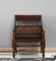 Vishwakarma Antique Jodhpuri Handcrafted Rosewood ( Sheesham ) Fabric 1 Seater  Sofa (Finish Color - Provincial Teak, Pre-assembled)