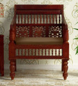 Vishwakarma Antique Jodhpuri Handcrafted Rosewood ( Sheesham ) Fabric 1 Seater  Sofa (Finish Color - Brown, Pre-assembled)