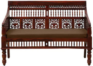 vishwakarma antique jodhpuri handcrafted rosewood  sheesham  fabric 2 seater  sofa finish color - honey oak pre-assembled