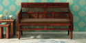 Vishwakarma Antique Jodhpuri Handcrafted Rosewood ( Sheesham ) Fabric 2 Seater  Sofa (Finish Color - Honey Oak, Pre-assembled)