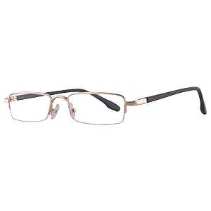 unisex rectangle half rim power reading glasses 100 gold 9060