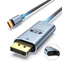 USB C to DisplayPort 1.4 Cable 6.6Ft[HDR, 8K@60Hz, 4K@144Hz, 2K@240Hz],Type C to DP1.4 Cable with 100W PD Female Port,Compatible with Thunderbolt 3/4,for Phones,Tablets and Laptops