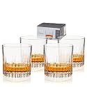 Viski Reserve Milo 10.5 oz Clear Crystal Whiskey Glasses Set of 4, Italian-Made Glassware for Vodka, Bourbon, Manhattan, Housewarming Gifts for Men, Wedding &amp; Birthday Gifts, Home Bar Accessories