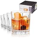 Viski Reserve Milo Crystal Old Fashioned Rocks Glasses, European Crafted Whiskey Glasses for Bourbon, Scotch, Cocktails, Barware Gifts for Men, Man Cave Essentials, Home Bar Glassware, 12 oz, Set of 4
