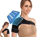 VISKONDA Shoulder Brace Sling Immobilizer and Compression Sleeve,Rotator Cuff Injury Supports for AC Joint Pain Relief,Arm Stability,Tear,Bursitis,Swelling,Tendonitis,for Men and Women (Black,Large)