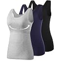 Vislivin Cotton Tank Tops with Shelf Bra for Women Stretch Tanks Wide Strap Undershirts