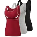 Vislivin Cotton Tank Tops with Shelf Bra for Women Stretch Tanks Wide Strap Undershirts