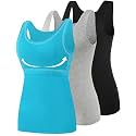 Vislivin Cotton Tank Tops with Shelf Bra for Women Stretch Tanks Wide Strap Undershirts