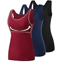 Vislivin Cotton Tank Tops with Shelf Bra for Women Stretch Tanks Wide Strap Undershirts