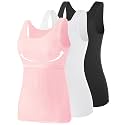 Vislivin Cotton Tank Tops with Shelf Bra for Women Stretch Tanks Wide Strap Undershirts
