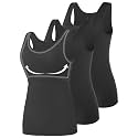 Vislivin Cotton Tank Tops with Shelf Bra for Women Stretch Tanks Wide Strap Undershirts