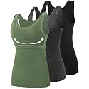 Vislivin Cotton Tank Tops with Shelf Bra for Women Stretch Tanks Wide Strap Undershirts