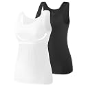 Vislivin Cotton Tank Tops with Shelf Bra for Women Stretch Tanks Wide Strap Undershirts
