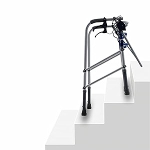vissco dura step walker for climbing stairs with unique lever mechanism to adjust rear and front legs light weight foldable for elderly and those physically challenged - universal anodizedsilver