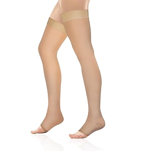 vissco medical compression stockings class 2 thigh length improve blood circulation varicose vein swollen aching legs pain relief - small beige - 1 pair