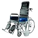 Vissco Rodeo Ext Reclining Commode Wheelchair with Spoke Wheel & Removable Armrest, Weight Bearing Capacity 100kg (Black)