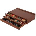 VISWIN Upgraded 3-Drawer Wood Artist Supply Storage Box with Removable Dividers, Premium Beech Wood Art Storage Box, Portable Organizer Box for Paints, Pastels, Pencils, Brushes and Art Supplies