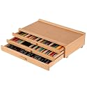 VISWIN Upgraded 3-Drawer Wood Artist Supply Storage Box with Removable Dividers, Premium Beech Wood Art Storage Box, Portable Organizer Box for Paints, Pastels, Pencils, Brushes and Art Supplies