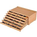 VISWIN Upgraded 6-Drawer Wood Artist Supply Storage Box with Removable Dividers, Premium Beech Wood Art Storage Box, Portable Organizer Box for Paints, Markers, Pencils, Pens, Brushes and Art Supplies