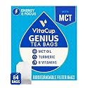VitaCup Genius Chai Keto Tea Bags with MCT Oil, Turmeric, &amp; Vitamins B1, B5, B6, B9, B12, D3 for Energy and Focus in Sealed Single Serve Tea Sachet Bag, 84 CT
