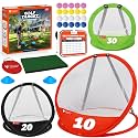 Vitality Sports Golf Chipping Net, 3PCS Pop-Up Golf Practice Net for Backyard, Indoor Outdoor Chipping Game with 3 Targets, 1 Hitting Mat, 20 Balls, Tee Box