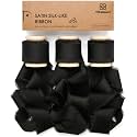 Vitalizart Black Silk Satin Ribbon 1" x 15 Yds Wooden Spool Handmade Frayed