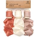 Vitalizart Silk Satin Ribbon 1" x 15 Yds Wooden Spool Terracotta & Cream