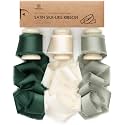 Vitalizart Silk Satin Ribbon 1" x 15 Yds Wooden Spool Green & Ivory