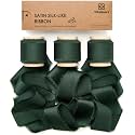 Vitalizart Silk Satin Ribbon 1" x 15 Yds Wooden Spool Dark Green Handmade