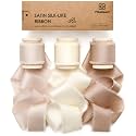 Vitalizart Silk Satin Ribbon 1" x 15 Yds Wooden Spool Champagne &amp; Nude