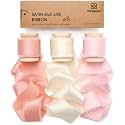 Vitalizart Silk Satin Ribbon 1" x 15 Yds Wooden Spool Pink & Ivory
