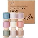 Vitalizart Silk Satin Ribbon 1" x 45 Yds Wooden Spool Assorted Bulk Pack