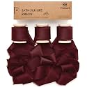 Vitalizart Silk Satin Ribbon 1 inch x 15 Yard Burgundy Red Handmade Frayed Ribbons for Gift Wrapping Baby Shower Wedding Bridal Bouquets Holiday Decor