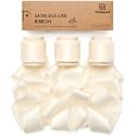 Vitalizart Silk Satin Ribbon 1 Inch x 15 Yard Wooden Spool Cream White Handmade Frayed Ivory Ribbon for Gift Wrapping Baby Shower Wedding Bridal Bouquets Holiday Decor 3 Rolls x 5 Yard