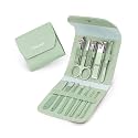 Vitalogy - Manicure Pedicure Kit for Women for Foot, Hand &amp; Face Care with TRAVEL Case | Nail Cutter Kit Set, Nail Clipper, Eyebrow Scissors, Tweezers, Nail File, Grooming Kit for Men &amp; Women - 12 in 1 Kit (Green)