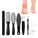 Vitalogy - Pedicure Tools for Feet - 8 in 1 Pedicure Kit | Foot Scrubber for Dead Skin, Callus Remover, Foot Scraper, Foot File, Pitchfork, Filer for Nail Repair - 1 Set (Black)