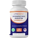 Vitamatic Hydrolyzed Keratin 500mg per Serving - 120 Vegetarian Capsules - Keratin Supplements for Healthy Hair Skin &amp; Nails for Adults