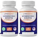 Vitamatic Hydrolyzed Keratin 500mg per Serving - 120 Vegetarian Capsules - Keratin Supplements for Healthy Hair Skin & Nails for Adults (Pack of 2)