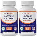 Vitamatic Lactase Enzyme 9000 FCC 240 Tablets - Lactose Intolerance Relief Caplets (Pack of 2)