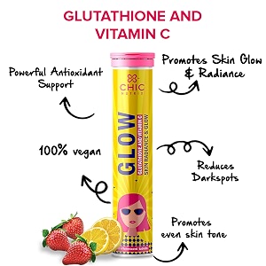 vitamin c with skin care and hairfall control bundle by chicnutrix - japanese glutathione natural vitamin c zinc for spotless and clear skin no added sugar 20 effervescent tablets each multi flavor