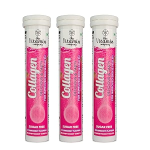collagen tablets for improved skin hair nails and supports joint health 60 effervescent tablets strawberry flavour pack of 3