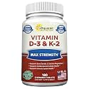 Vitamin D3 with K2 Supplement - 180 Chewable Tablets: Vit D-3 2000 IU & K-2