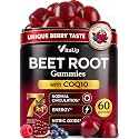 VitaUp Beet Root Gummies – Beetroot Gummies with CoQ10, Grape Seed, Vitamin C, B12 & B3 – Beets Gummies for Circulation Support – Beet Supplement for Energy & Immune Support – 60 Beets Chews